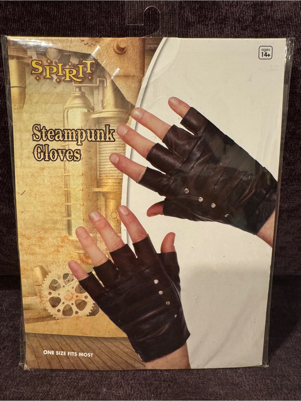 Spirit Steampunk Fingerless Gloves in Black